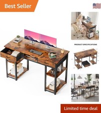 Compact 48-Inch Writing Desk with Two Drawers  Adjustable Feet - Modern Design