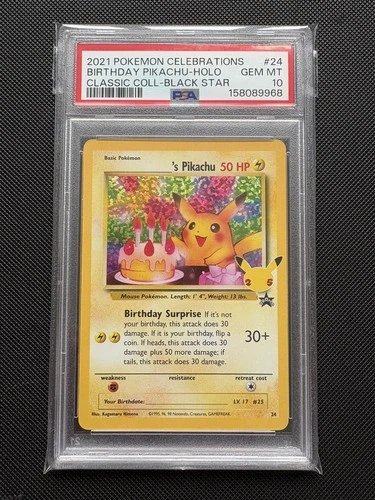 PSA 10 Birthday Pikachu #24 Celebrations 25th Anniversary Pokemon Card