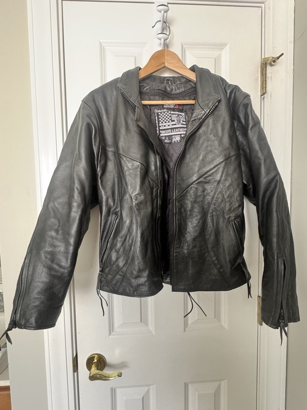 Biker's Leather Women’s Black Biker Jacket Zip with Removable Thinsulate Liner L