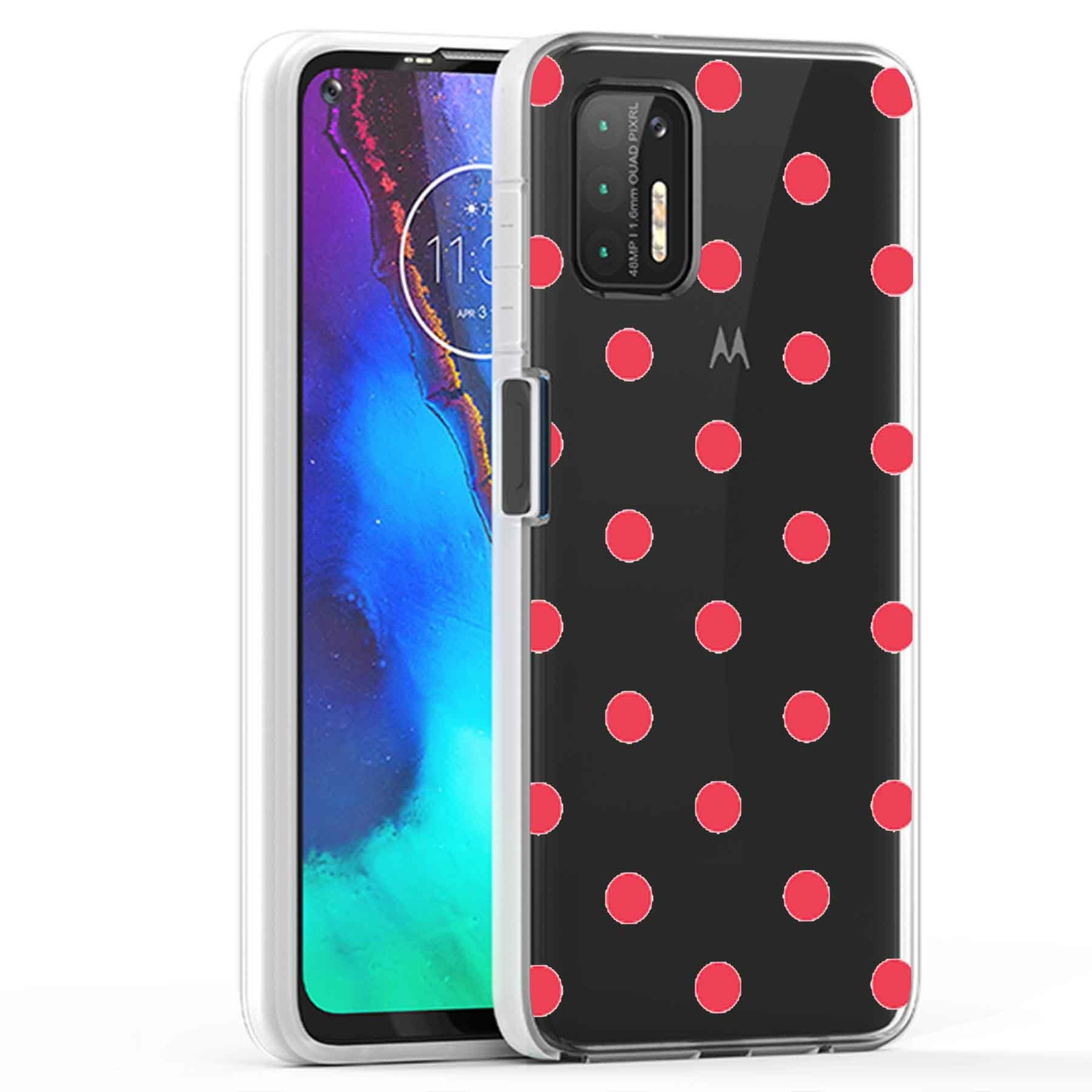 Pink Polkadot Clear Phone Case for Motorola Moto G Stylus 2021-image