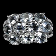 925 Sterling Silver Ring Oval Aquamarine Natural Gemstone Jewelry 7