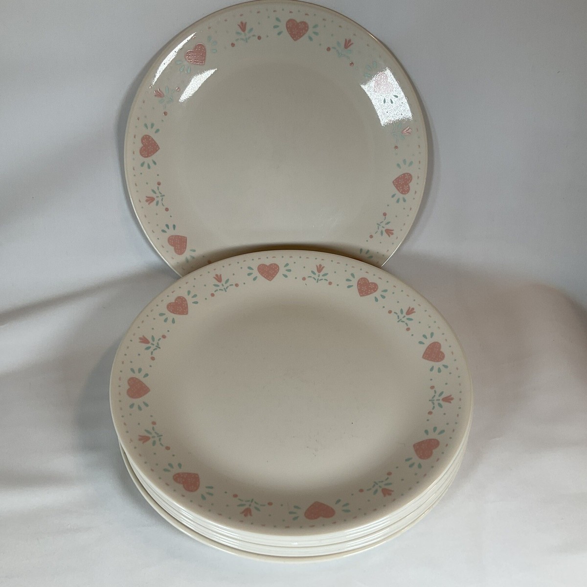 Vintage 10 Corelle by Corning FOREVER YOURS Pink Heart 10.25 
