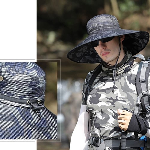 Super Wide Brim Sun Hat UPF 50+ UV Waterproof Fishing Hat Men Women Outdoor - Picture 5 of 7