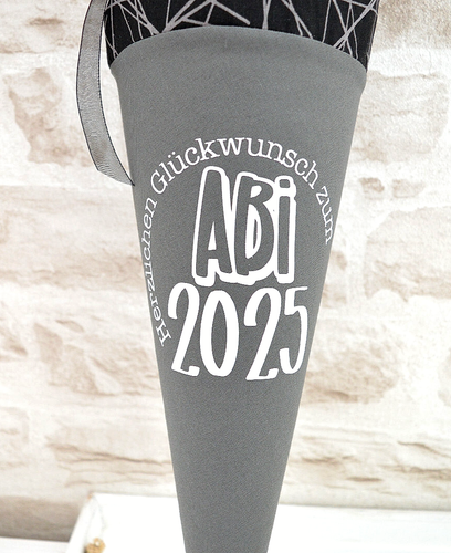 Schultüte Zuckertüte Stoff 35 cm Bezug Schulabschluß Abitur Geschenk Abi 2025 - Bild 3 von 5