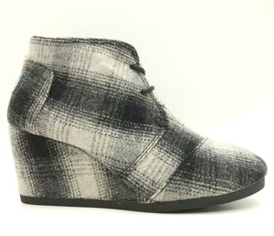 plaid wedge boots