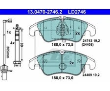Brake pad set, disc brake ATE ceramic ATE 13.0470-2746.2