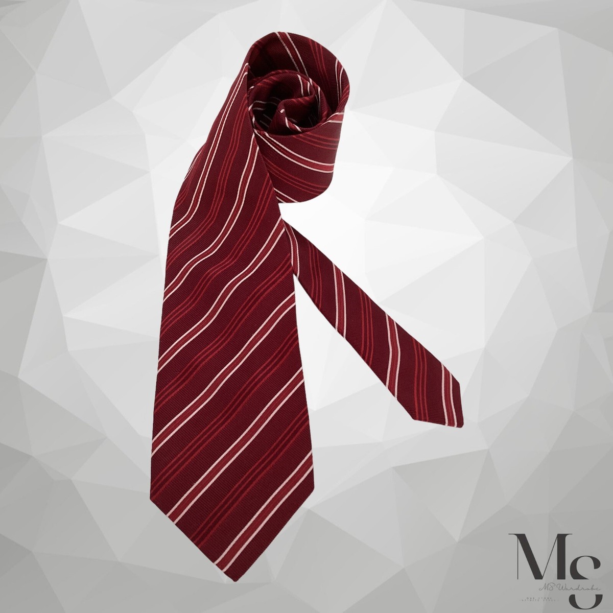 PRADA MILANO Red Striped Luxury Silk Tie Made Italy W: 3.25