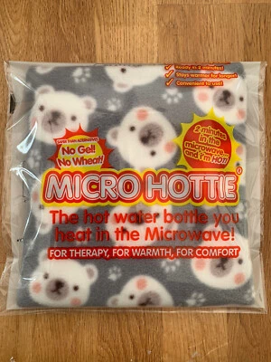 Hotties Grey Bear Fleece Microwavable Hot Water Bottle Micro Hottie-New design