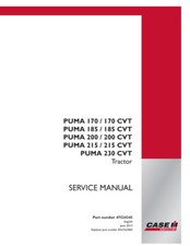 Case Ih Puma 170, 185, 200, 215 Cvt Tractor Service Manual Repair Book 47524345