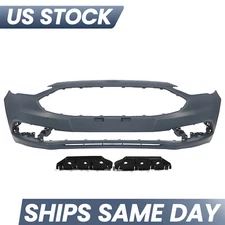 Primed Front Bumper Cover For 2017 2018 Ford Fusion With Bracket HS7Z17D957AAPTM