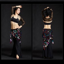 Handmade Rainbow Hip Scarf Sequin Wrap Skirt Belt Tassel Sarong Festival Skirt