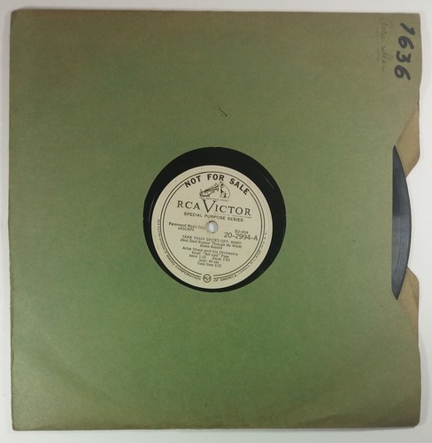 Artie Shaw Lena Horne Love Me A Little Take Your Shoes Off Record 10in Vintage - Picture 3 of 3