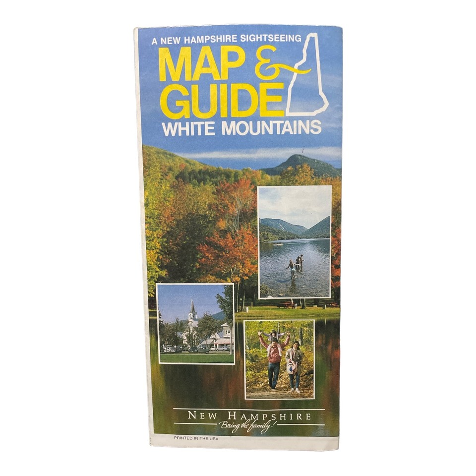 Vintage 1987 New Hampshire Sightseeing Map Guide White Mountains