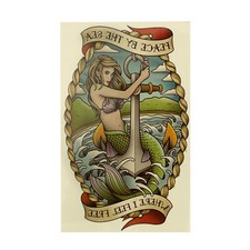 1 x Anchor Mermaid - Body Tattoo - Black Once Skin Tattoo - AX179 1