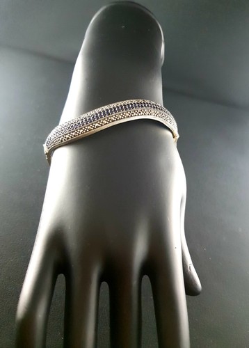 Marcasite Bangle Bracelet-Emerald Bracelet-Sapphire Bracelet-Ruby Bracelet-Silve - Picture 20 of 24