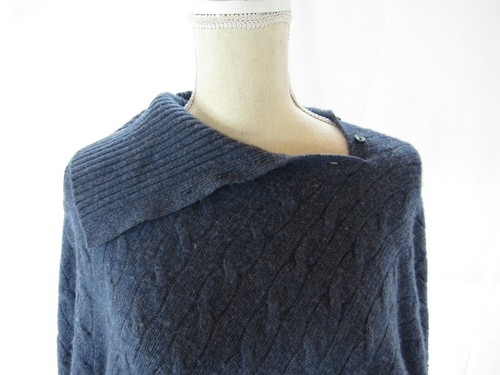 RALPH LAUREN BLACK LABEL Blue Cashmere Poncho Size XS/S - Picture 2 of 10