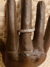 VINTAGE STERLING SILVER CLEAR STONES ANNIVERSARY 925 WEDDING BAND RING SZ 6.5