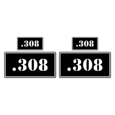 .308 B&W Ammo Box Set, Vinyl Decal Sticker, 2@ 1''x2'' & 2@ 2''x4'', #8429