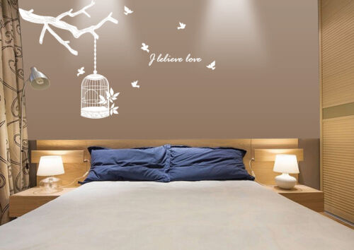 Hand Carving Bird Cage Vine I believe love Wall Stickers Decal Vinyl UK RUI275 - Picture 1 of 8