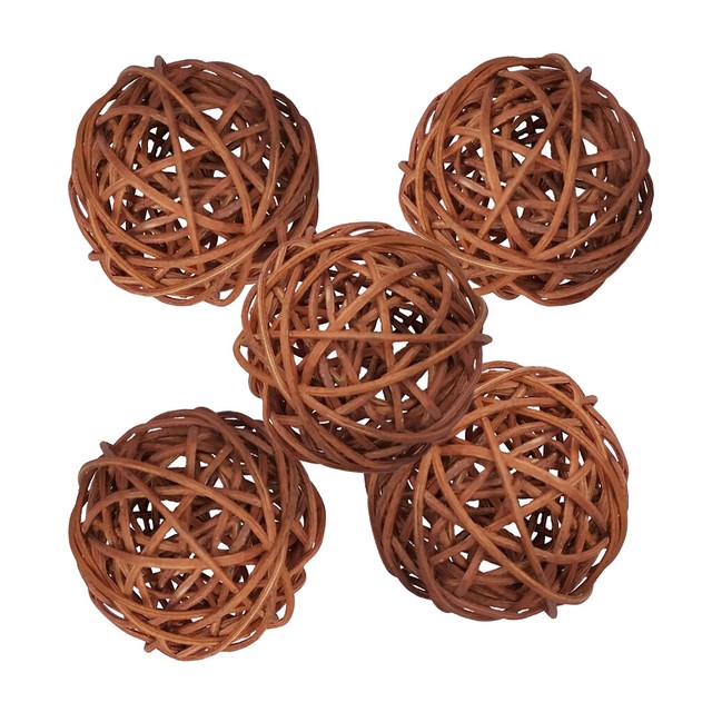 5Pcs Wicker Rattan Balls Decorative Orbs DIY Craft Wedding Home