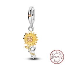MULA S925 Sterling Silver Charm AAA CZ Sunflower Cat Dangle For Women Bracelet