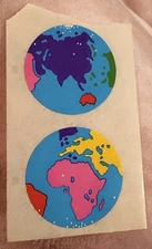 Vintage 1989 Mrs. Grossman’s Earth Stickers 1.5” Each. Two Stickers