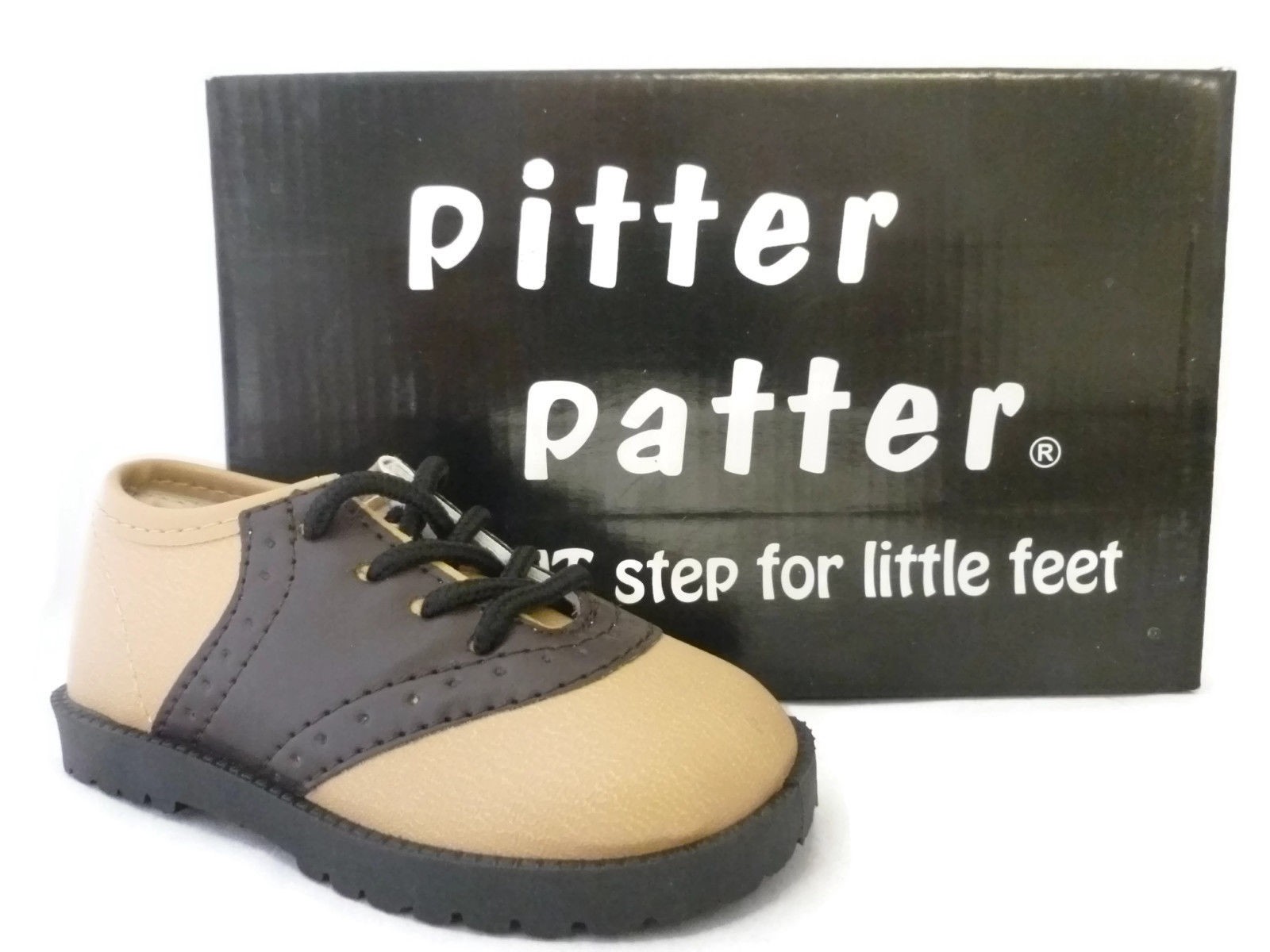 Pitter Patter Brown and Beige Saddle Shoes Laces Infant/Toddler Sizes 1