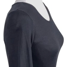 Marine Layer Lexi Rib Long Sleeve Midi Dress Size M Scoop Neck Black EUC