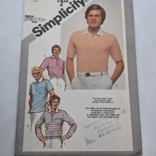 Simplicity 9994 VTG 80s Mens Shirt Knit Pullover Top Sz 34 36 38 Pattern UC FF - Picture 6 of 6