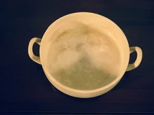 Antique Pottery Double Handled Cream Soup Bowl