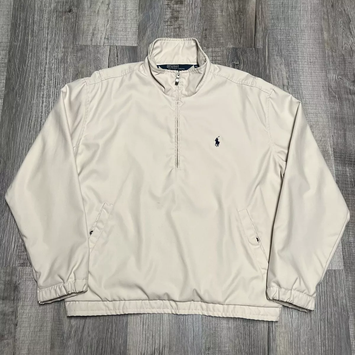Vintage Polo Ralph Lauren Beige Half Zip Windbreaker Jacket - Size L
