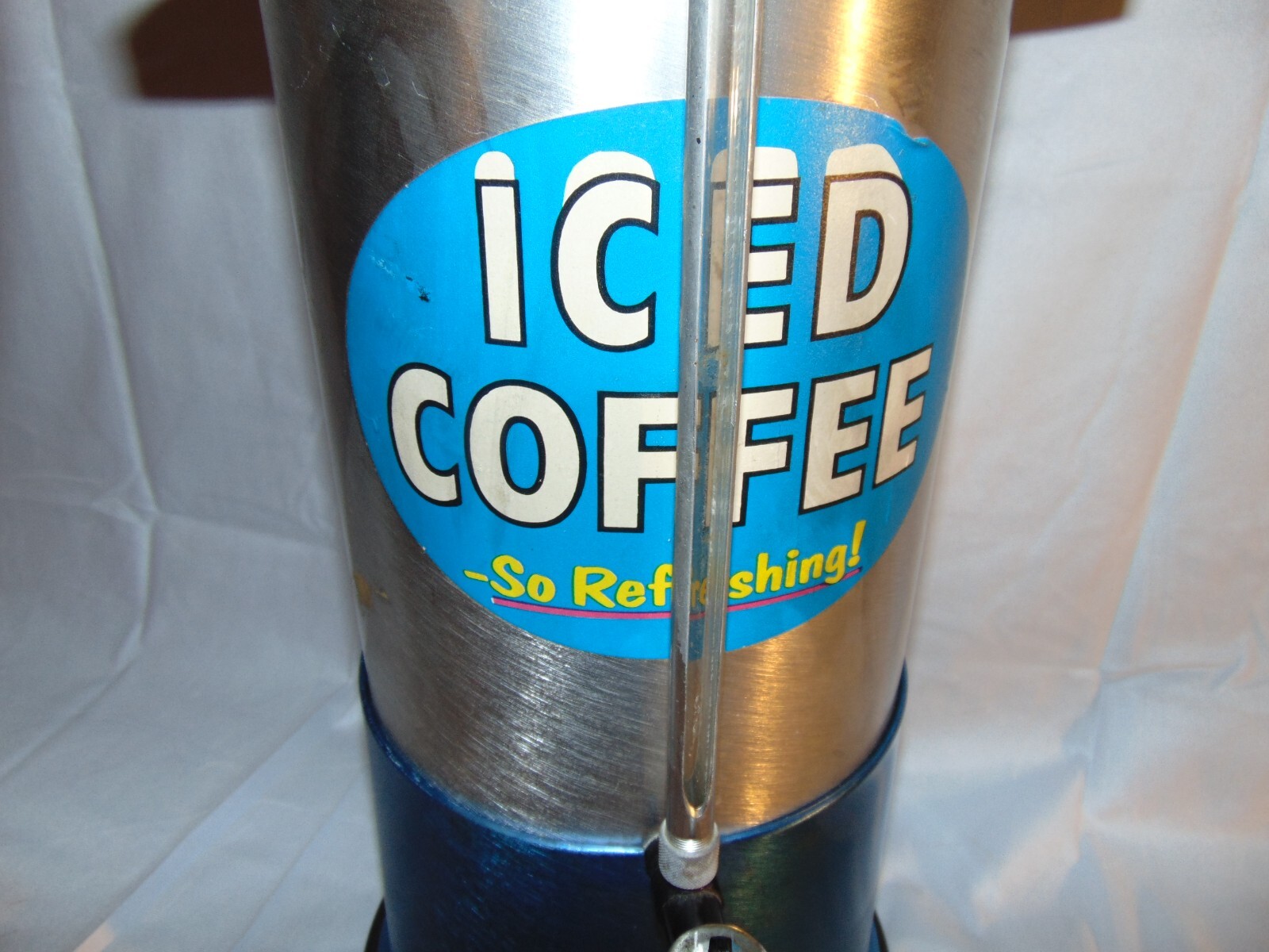 Vintage Tircolator blue color "Iced Coffee" dispenser aluminum 19" x 10