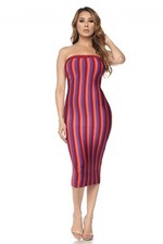 Sexy Women Strapless Bandage Bodycon Party Evening Cocktail Club Midi Dress