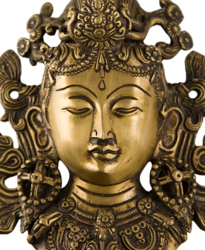 Gesicht von Tara - Masque Buddhistisches Wand aus Messing 850 Gr. Und 21 CM #715 - Picture 2 of 6