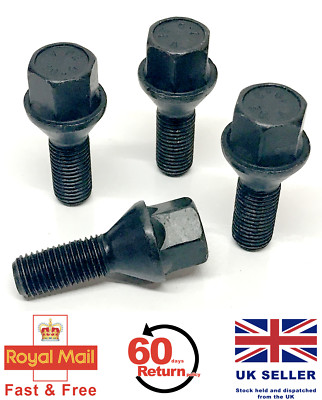 4 x Alufelgen Radschrauben M12 x 1,5 17mm Sechskant schwarz für Mini Autos