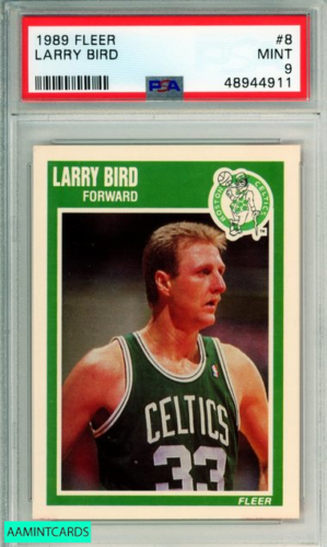 1989 FLEER LARRY BIRD #8 BOSTON CELTICS HOF PSA COMME NEUF 9 - Photo 1/3