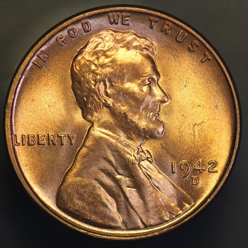 1942 D LINCOLN CENT BU FRESH FROM ORIGINAL ROLL-LOT 1337