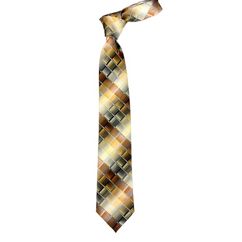 80s VTG Pierre Cardin Hand Made Polyester Neck Tie Yellow/Orange Cubic Pattern