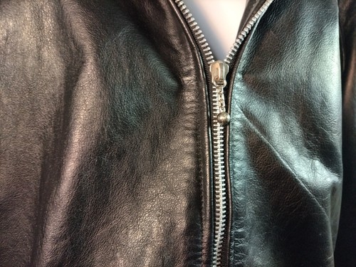 Men's Vintage Black Leather Jacket Size XL zip up 80's Rare Rockabilly By Chia - Picture 3 of 21