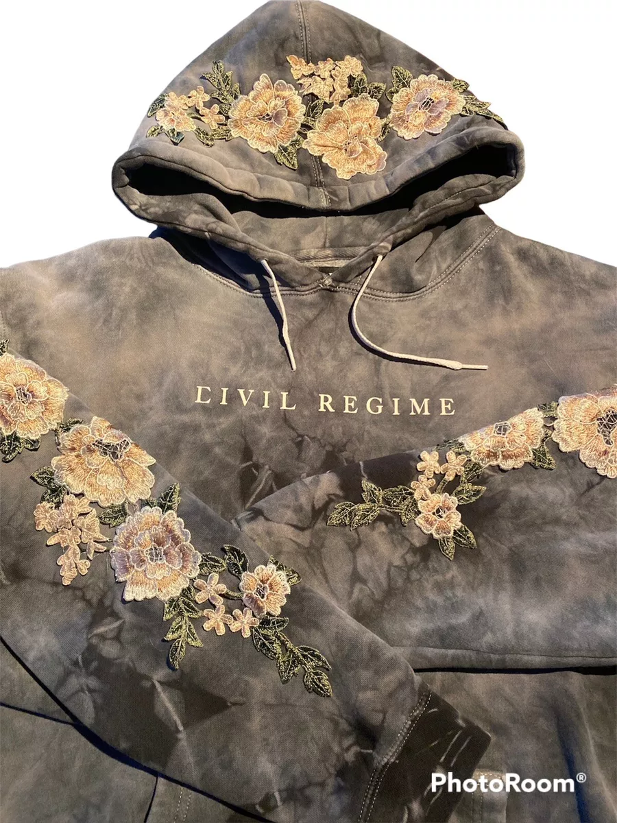 UNISEX Civil Regime White Roses in Night Fog Wash Hoodie Size Small NEW S  🔥 | eBay