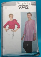 VINTAGE SIMPLICITY 9742 Sewing Pattern Misses' Pullover Top or Tunic SZ 16 UNCUT