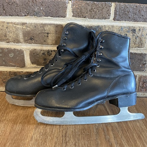 Vintage Ice Skates Black Size 4 w/ Blade Guards Winter Home Holiday Décor Craft