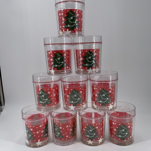 Thermo Serve Christmas Tree Insulated BarWare Double Wall Glitter Stars Dots x10 - Picture 2 of 12