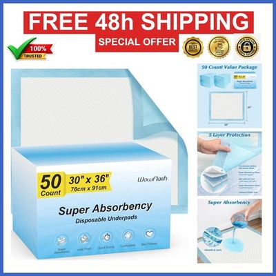 Wowflash Super Absorbent Disposable Dog Training Pads - 50 Count