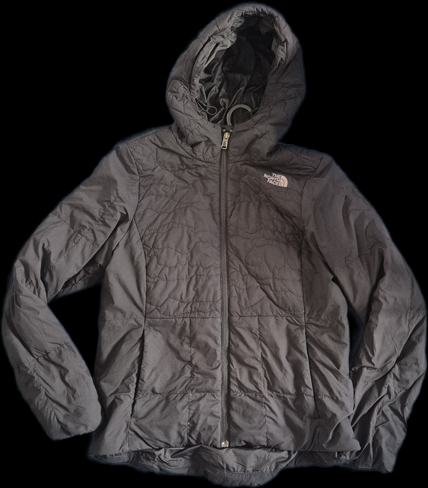 ​Chaqueta acolchada acolchada negra The North Face con capucha/550 plumón