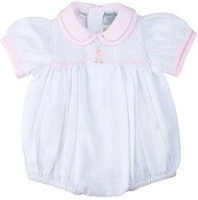 NWT Feltman Brothers Bros Pink Bow Smocked Bubble PREEMIE NB Baby Girls