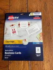 Avery 8871 Inkjet Smooth Edge Business Cards, Matte White, 200 Pack