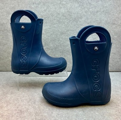 Crocs Blue Handle It Rain Boots Big Kids sz J 2  (S2364)