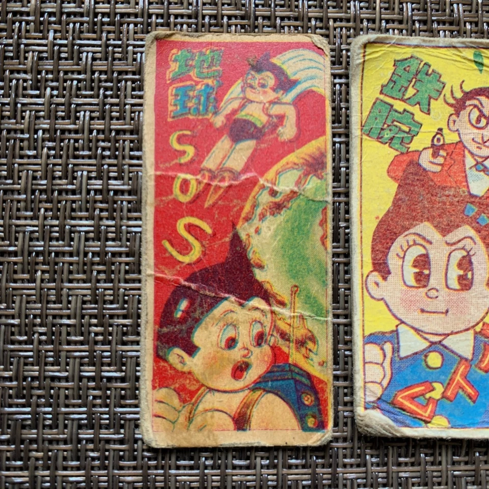 Lote de 3 piezas de anime japonés Japón Astro Boy Tetsuwan Atom Menko años 60 vintage Foto 4 de 4