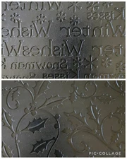 Sizzix HOLLY BERRIES & WISHES & KISSES Texture Plate Double-sided Christmas 